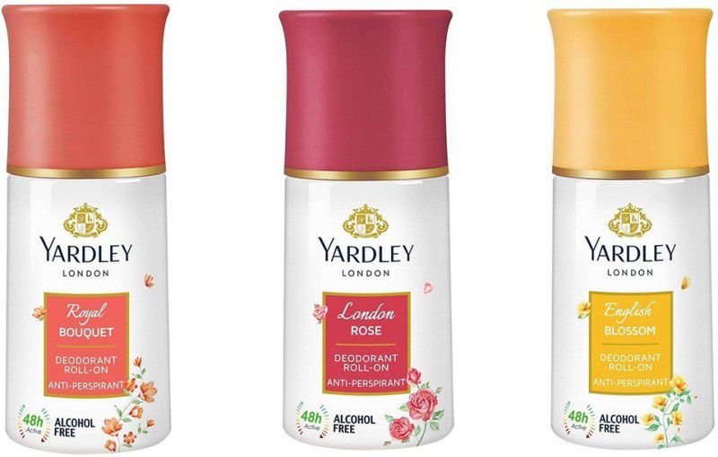 Yardley London Royal Bouquet And London Rose And English Blossom Pack of 3 Deodorant Roll-on - For Women  (50 ml, Pack of 3)