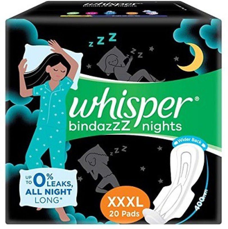 Whisper BindazzZ Nights XXXL - 20 Counts Sanitary Pad  (Pack of 20)