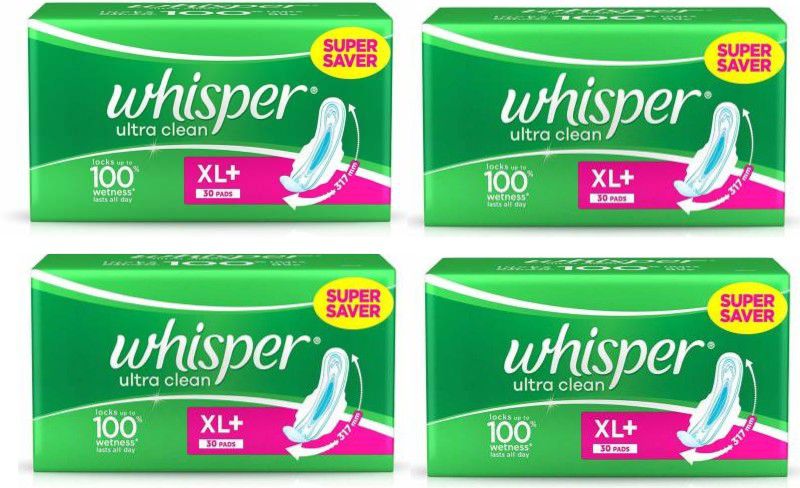 Whisper Ultra Clean Plus Sanitary Pad (Pack of ( 30+30+30+30 ) Sanitary Pad  (Pack of 120)
