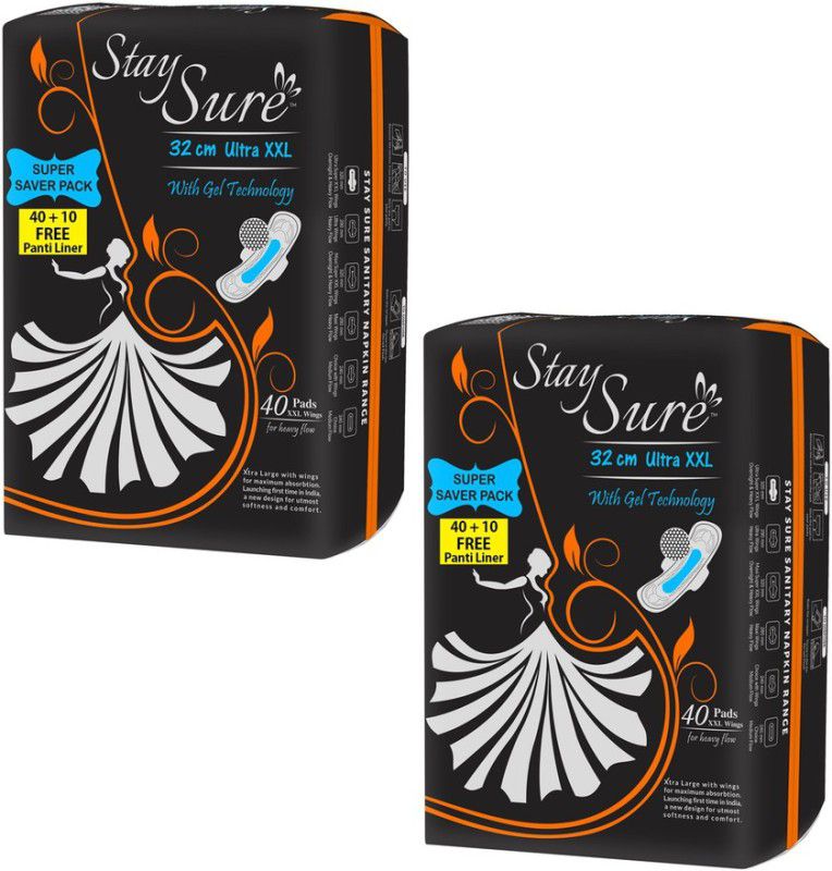 Staysure STAY SURE ULTRA 40 PADS + 10 PANTYLINERS FREE Sanitary Pad  (Pack of 2)