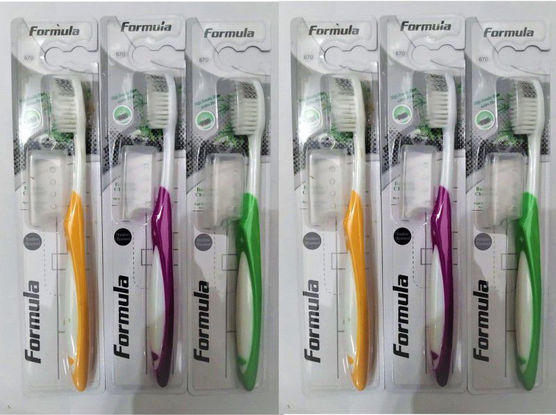 Formula BAMBOO CHARCOAL (PACK OF 6) TOOTHBRUSH Soft Toothbrush  (6 Toothbrushes)
