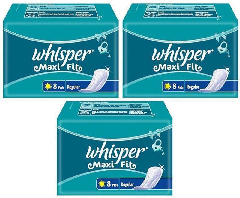 Whisper Maxi Fit 8+8+8 (Regular Pad) Sanitary Pad (Pack of 3) Sanitary Pad  (Pack of 3)