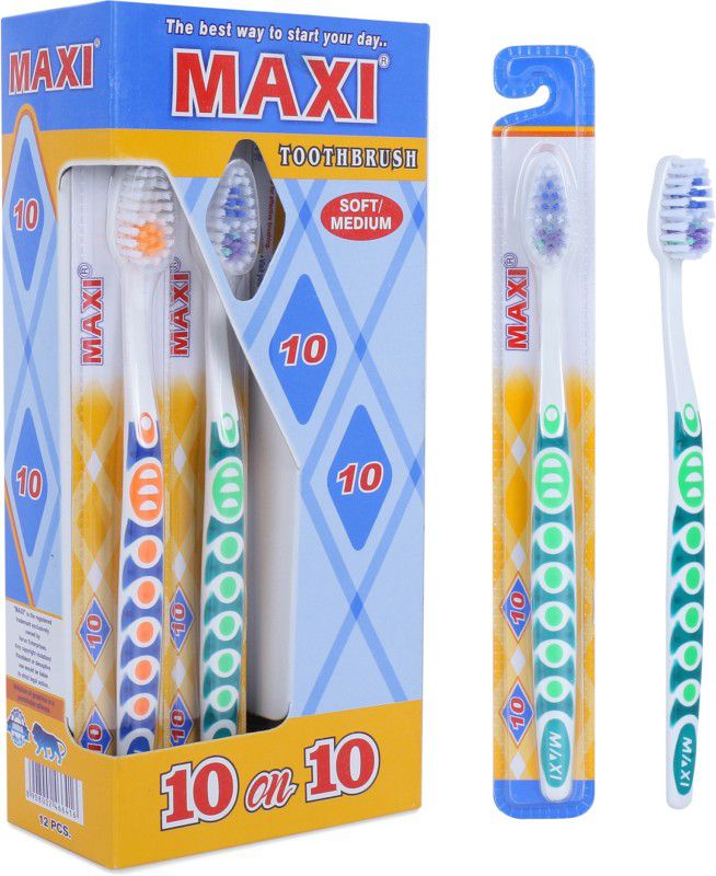 Maxi 10 on 10 Soft Toothbrush  (12 Toothbrushes)