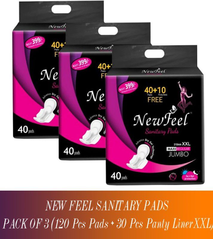 GiveIT2Me New Feel Sanitary Pads for Girls and Women, Soft and Comfortable 310 mm (120 Pads + 30 Pantyliner) Sanitary Pad  (Pack of 150)
