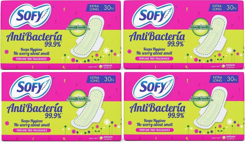 SOFY Anti Bacteria Extra Long Sanitary Pad (Pack of 30+30+30+30) Sanitary Pad  (Pack of 4)