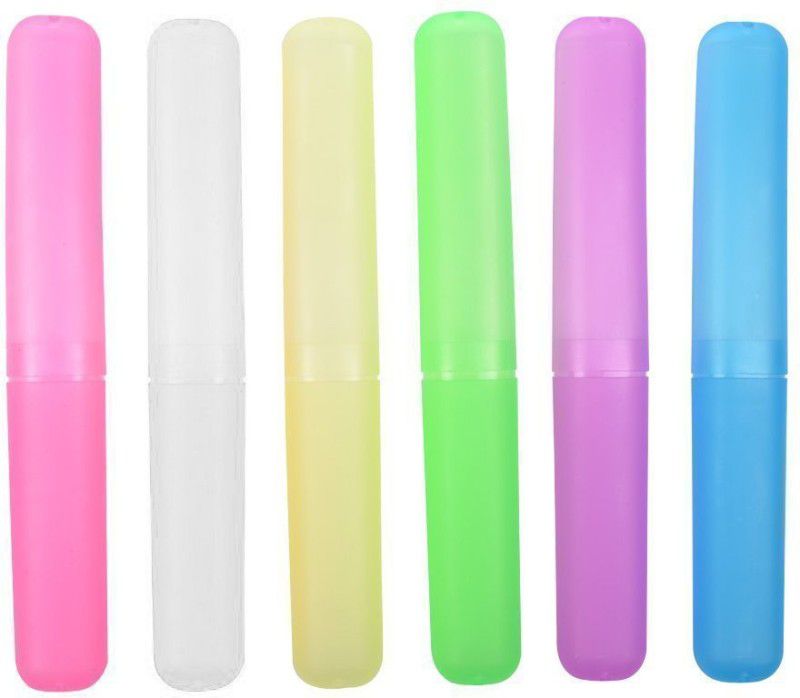 ADHBHUD Plastic Toothbrush Holder Cap Cover (Multicolour) - Set of 6 Toothbrush Case  (Pack of 6)