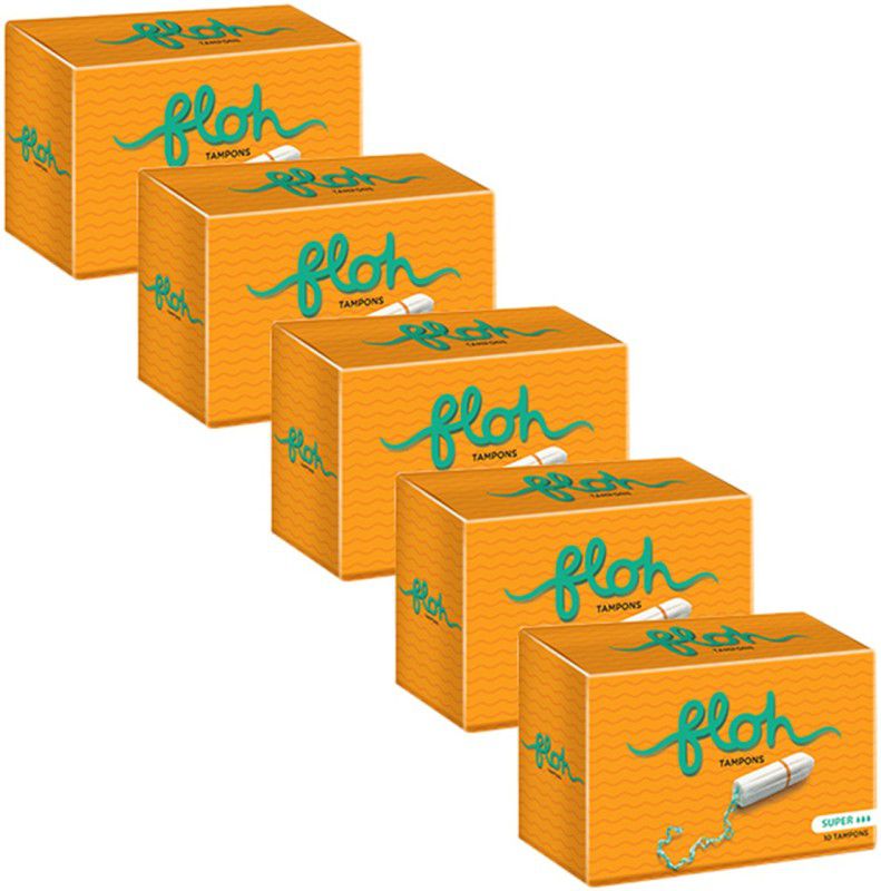 Floh Super Tampons Pack of 5 (Heavy Flow) Tampons  (Pack of 50)