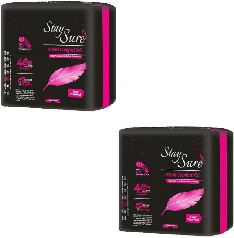Staysure COMFORT XXL OVERNIGHT 40PADS 2 PACKETS Sanitary Pad  (Pack of 80)
