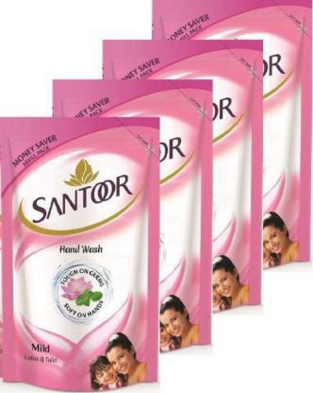 Santoor mild Lotus & Tulsi Hand wash 720ml(pack of 4) Hand Wash Pouch  (4 x 180 ml)