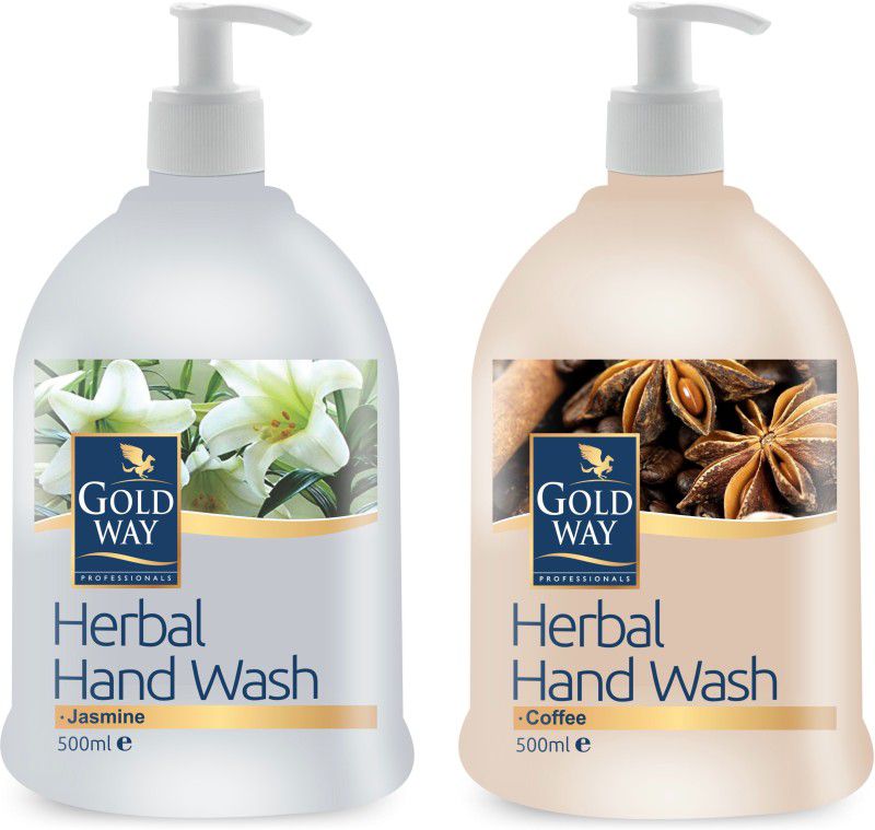 GOLDWAY Jasmine Herbal Handwash & Coffee Herbal HandWash With Natural Herbs.Combo Pack of 2 Hand Wash Pump Dispenser  (2 x 500 ml)