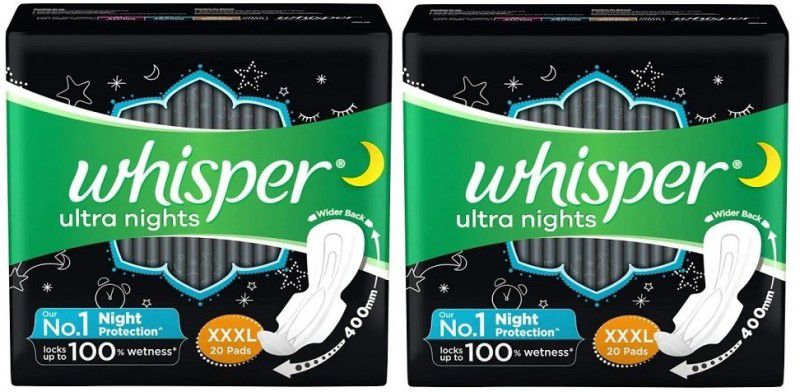 Whisper Ultra Nights XXXL - 20+20 Counts Sanitary Pad  (Pack of 40)