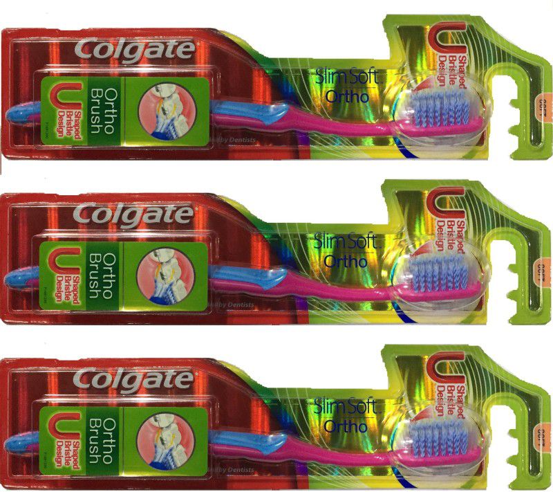 Colgate Slim Soft Ortho (Pack of 3) Soft Toothbrush  (3 Toothbrushes)