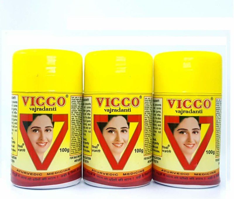 VICCO Vajradanti Powder 100g Pack of 3  (300 g, Pack of 3)