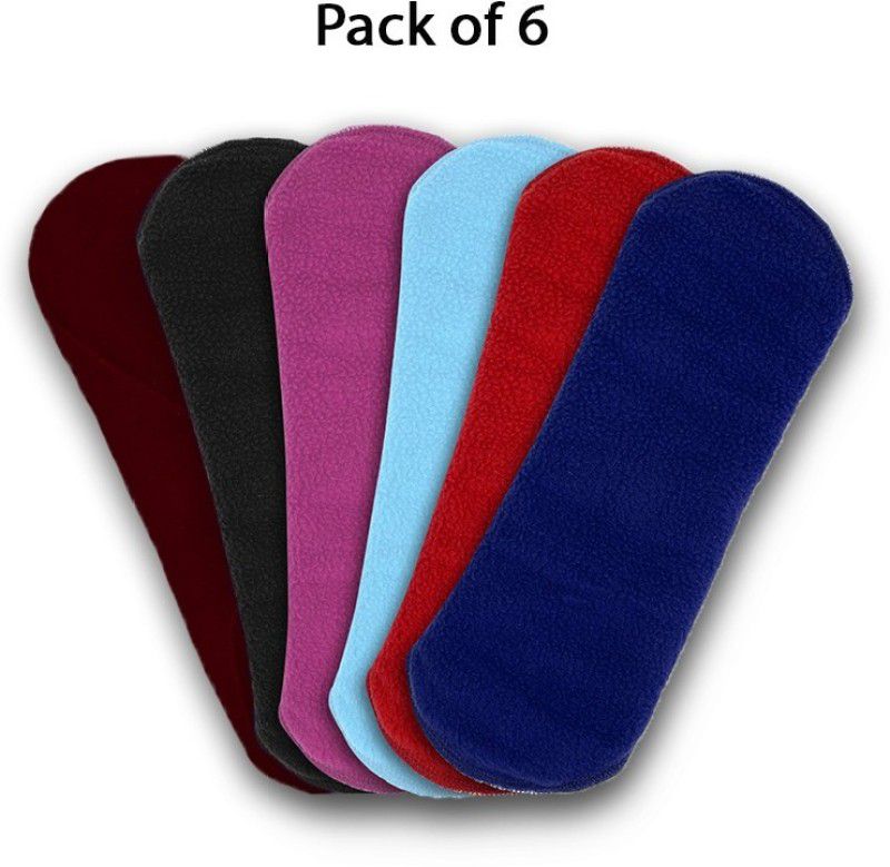 SIZI Multicolor Reusable & Washable Cotton Menstrual cloth pad(Extra Large,Pack of 6) Pantyliner  (Pack of 6)