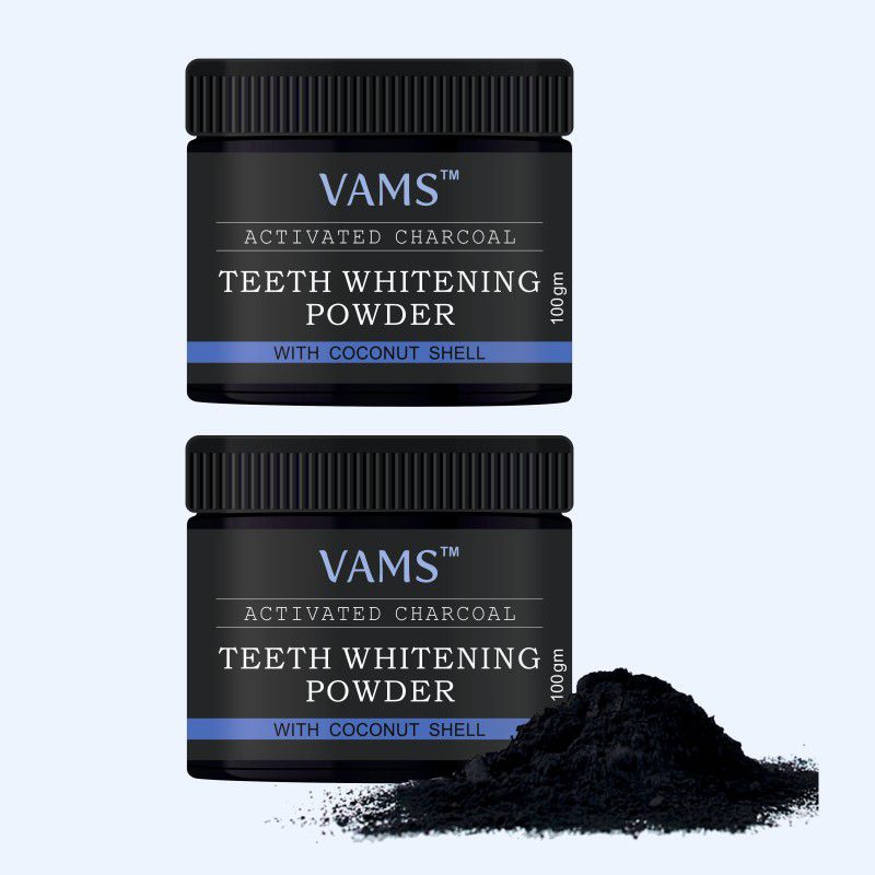 vams Charcoal Teeth Whitening Powder - 200 gm |Pack of 2 x 100 gm| Teeth Whitening Kit
