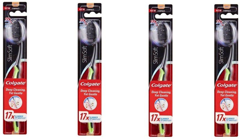 Colgate 360 charcoal yet gentle bristles toothbrush slimsoft deep cleaning pack of 4 Ultra Soft Toothbrush  (4 Toothbrushes)