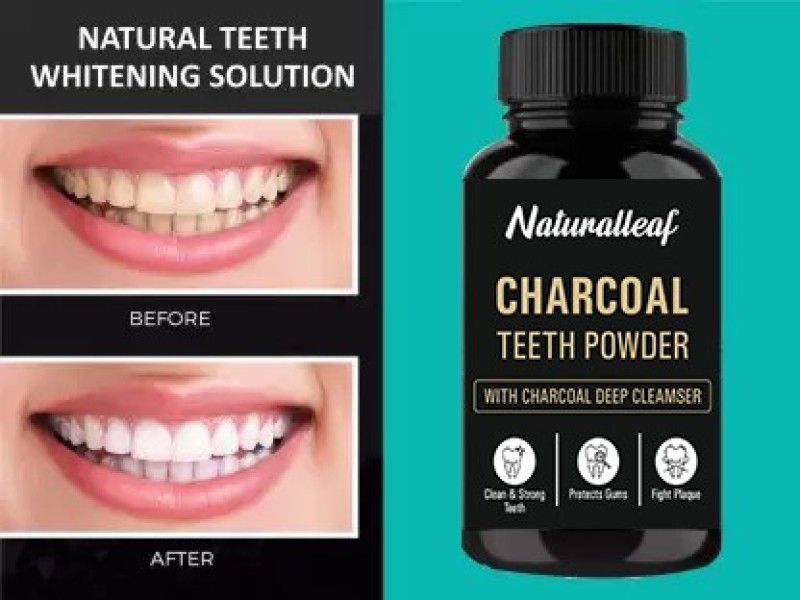 Naturalleaf Tooth Whitening Charcoal Powder with ALOE VERA,Clove & Rock Salt Teeth Whitening Kit
