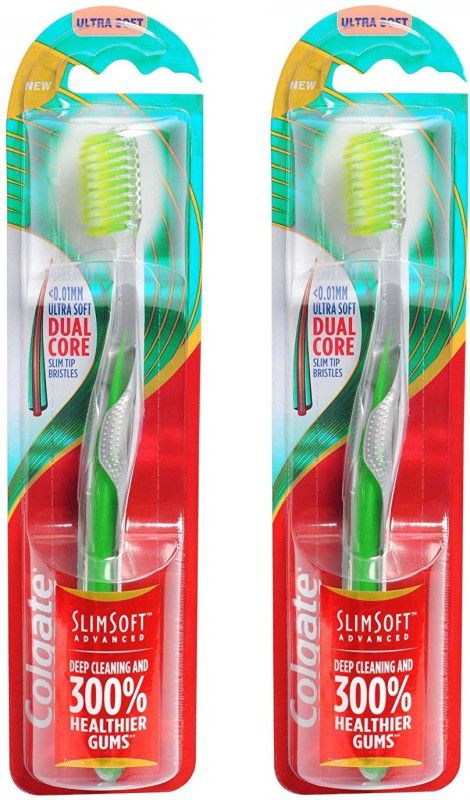 Colgate Slim Soft Advance (Pack of 2) Ultra Soft Toothbrush  (2 Toothbrushes)