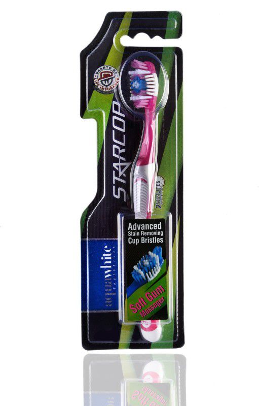 aquawhite Star Cop, Advanced Strain Removing Cup Bristles. Pink , Health & Personal Care Soft Toothbrush