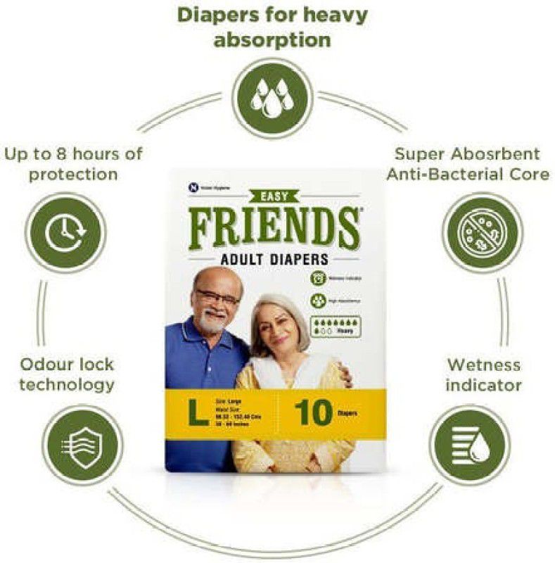 FREND Friends Easy Adult Diapers L 10`s Pantyliner  (Pack of 10)