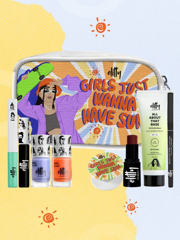 Elitty Girls Just wanna have Sun Kit- Complete Makeup Kit for Teens (Medium)  (Pack of 7)