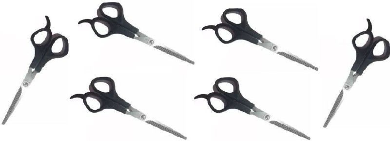 SBTs Professional Salon & Parlour Use Scissors for Hair Cutting | Hair Scissors | Hair Cut Scissors Tools (M2 Scissors) 6 Scissors  (Set of 6, Black)