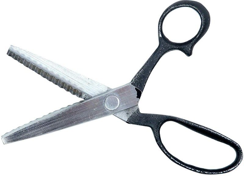 DSHARPP 9" Inches Pinking Shears/Scissors Zig-zag edge scissor-XS2 Scissors  (Set of 1, Black)
