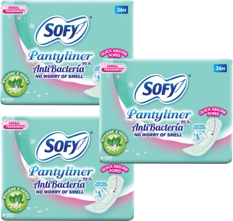 SOFY PANTYLINER Antibecteria 36+36+36N Pack of 3 Pantyliner  (Pack of 108)