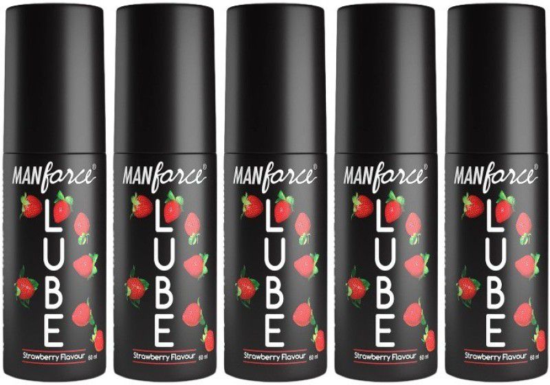 MANFORCE LUBE 60ML, Transparent Strawberry Flavor Lubricant Oil Lubricant x Pack of 5 Lubricant  (300 ml)