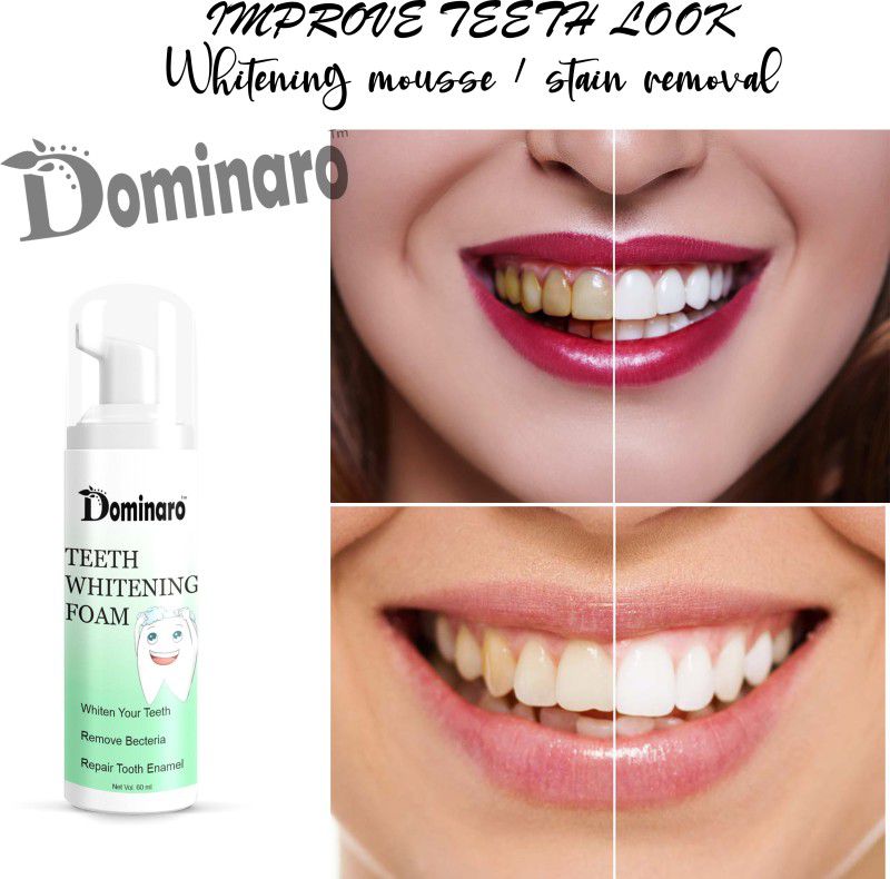 Dominaro 2 in 1 Teeth Whitening Mousse Foam To Deeply Cleaning Gums, Stain Removal Teeth Whitening Liquid  (60 ml)