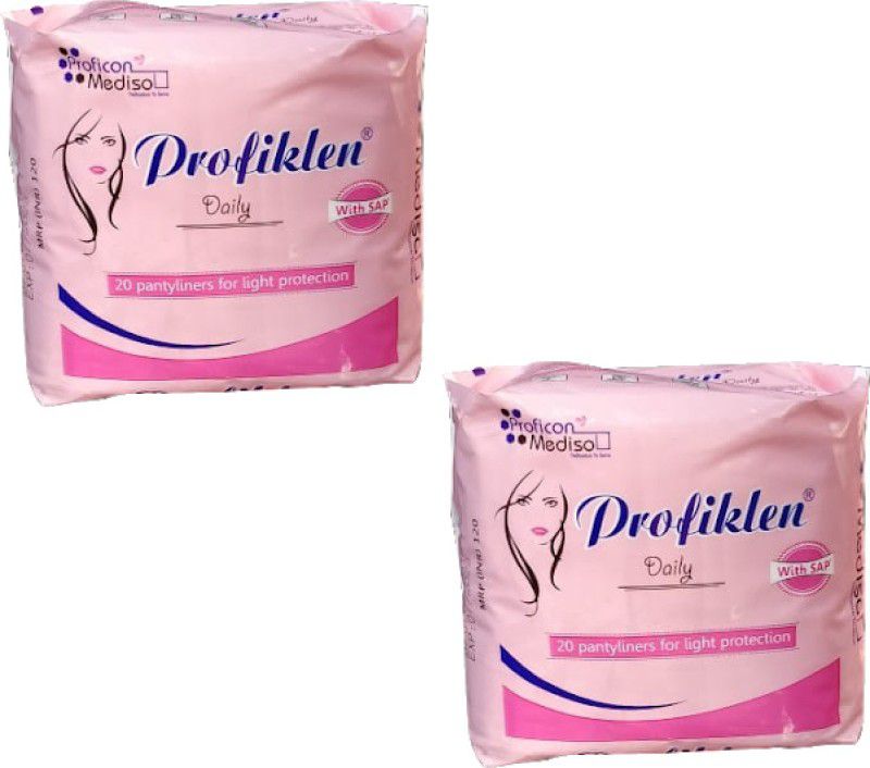 Profiklen Daily Liners Mini Pad topped with soft cotton layer provide maximum comfort for Non-Period Days, White Discharge (2*20) 40 pads Pantyliner  (Pack of 40)