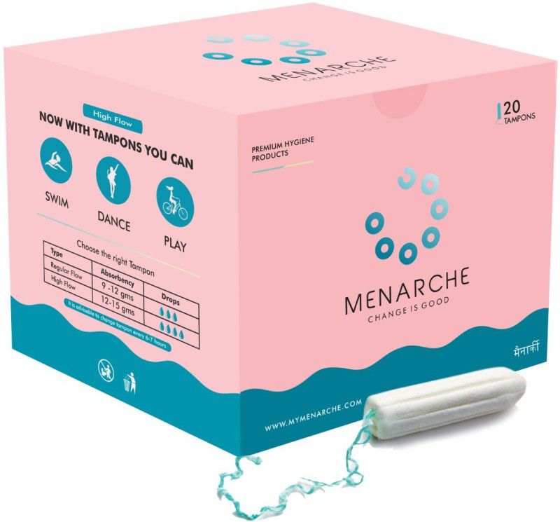 MENARCHE Premium 100% Organic Cotton Digital Tampons For Women High Flow - 20 Tampons Tampons  (Pack of 20)