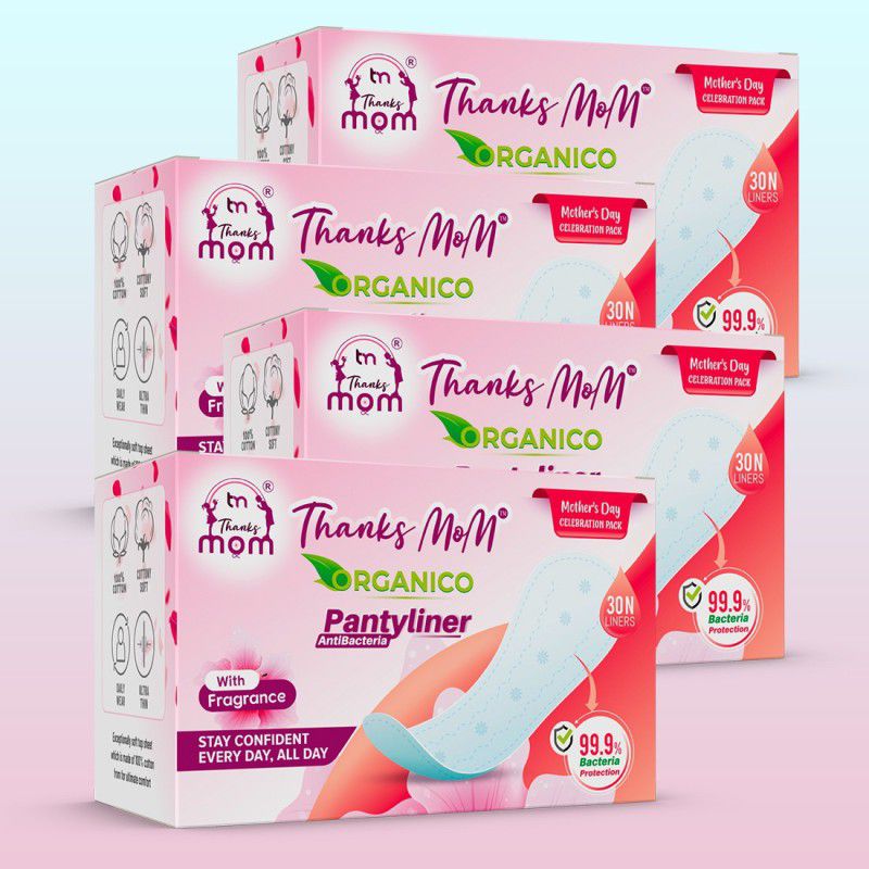 Thanks mom ORGANICO PANTY LINERS 30 LINERS BOX {COMBO OF 30X4=120 LINERS] Pantyliner  (Pack of 120)