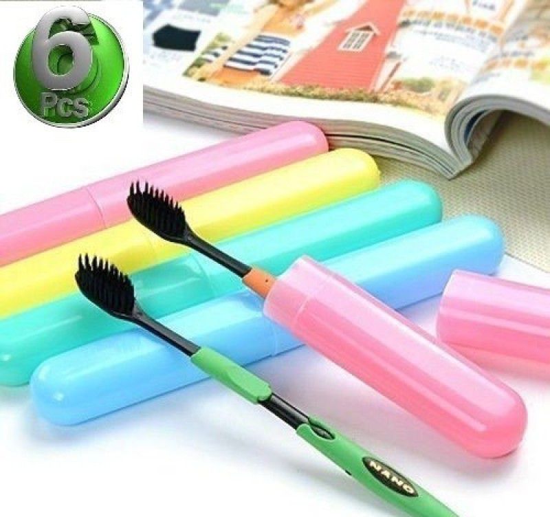 Dk Trendz TOOTHBRUSH Holder Plastic Toothbrush Holder (Multicolor) Toothbrush Case  (Pack of 6)