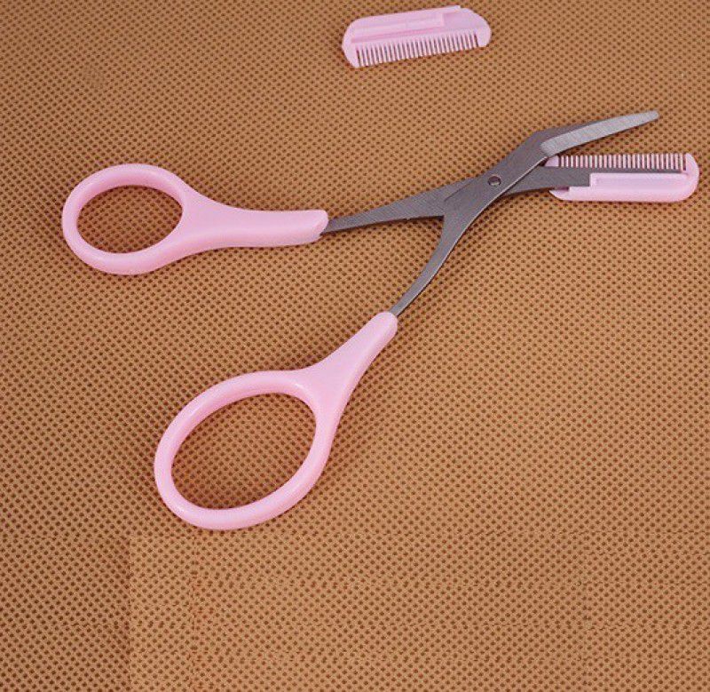 ActrovaX Eyebrow Trimmer Scissors With Comb Remover Makeup Tool-X7 Scissors  (Set of 1, Pink)