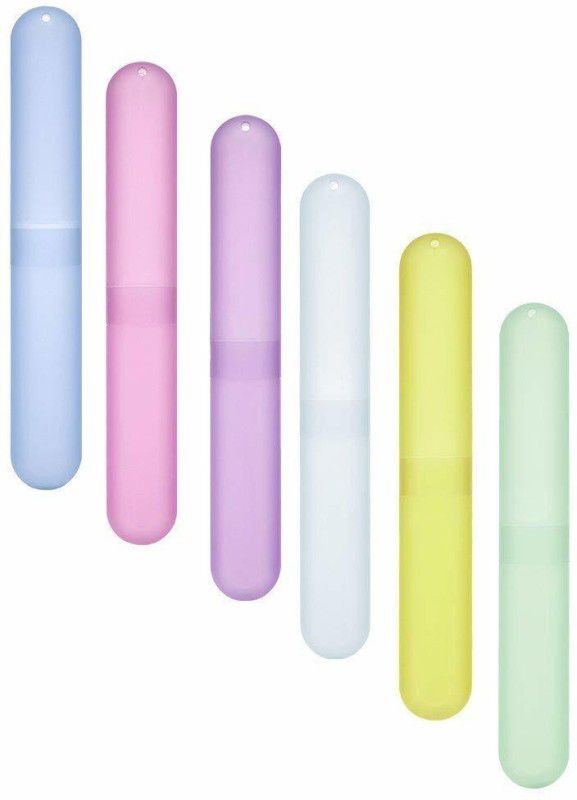 AMAZEE 6Piece Plastic Toothbrush Cover, Multi Color / 6pcs Translucent Plastic Toothbrush Tube Cover Cases ( 6pieces, Multicolor ) Toothbrush Case