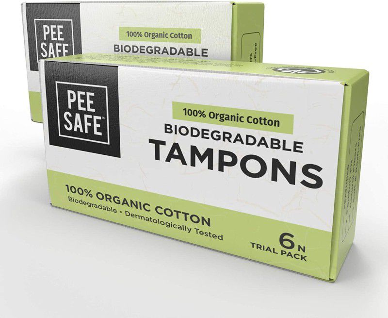 Pee Safe Pack of 2 Trial Pack, 12 Tampons - 4 Regular, 4 Super, 4 Super Plus 100% organic Tampons  (Pack of 12)