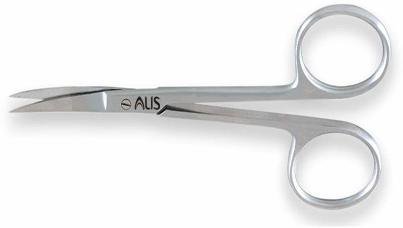 alis Nose Hair and Eyebrows Hair Cutting Curved Scissor | Precision for Manicure, Curved Blade| Scissor for Beard, Mustache| For facial Hair Cutting Scissors  (Set of 1, Silver)