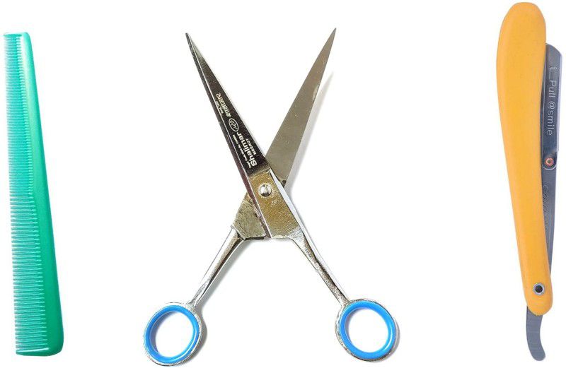 SHALIMAR SCISSORS COMPANY Salon Professional Hair Cutting Scissor, 1 Razor, 1 Elegant Comb Set (Combo) Scissors  (Set of 3, Multicolor)