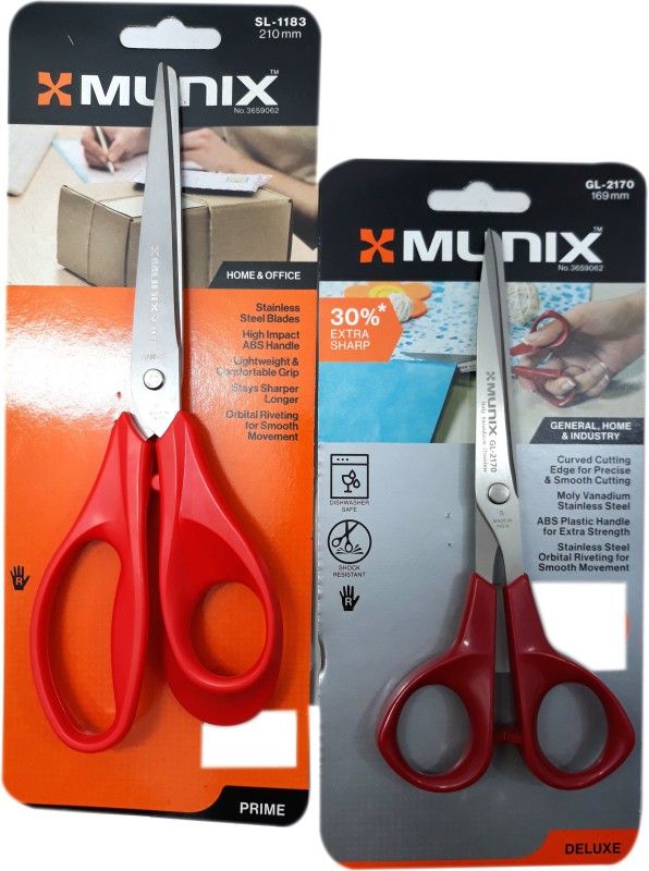 munix Majestic Basket Multipurpose Stainless Steel Scissors  (Set of 2, Red, Orange)