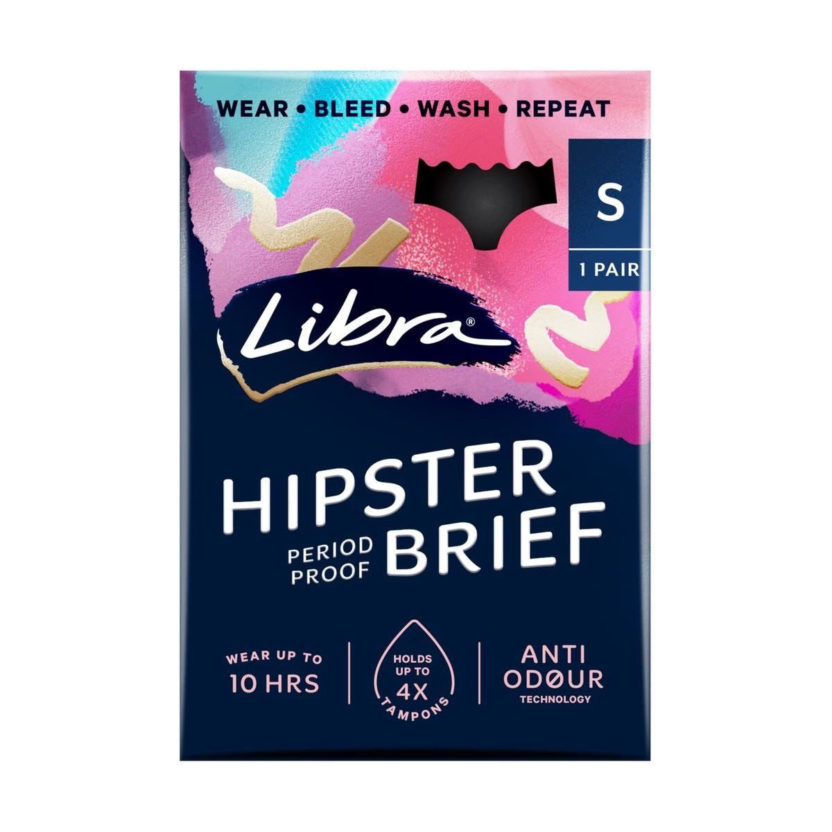 Libra Hipster Period Proof Brief - Small, Black