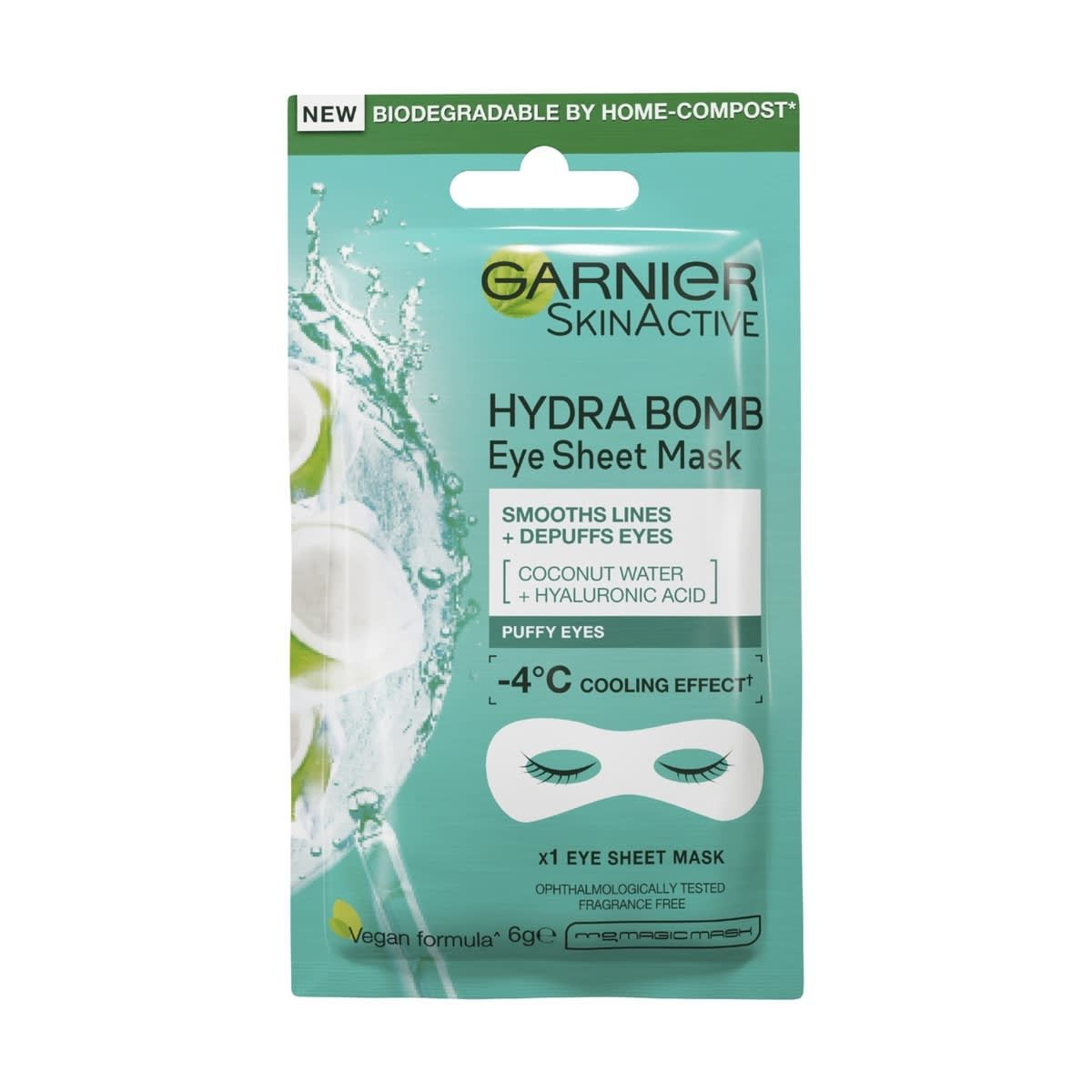 Garnier SkinActive Hydra Bomb Eye Sheet Mask 6g - Hyaluronic Acid and Coconut Water