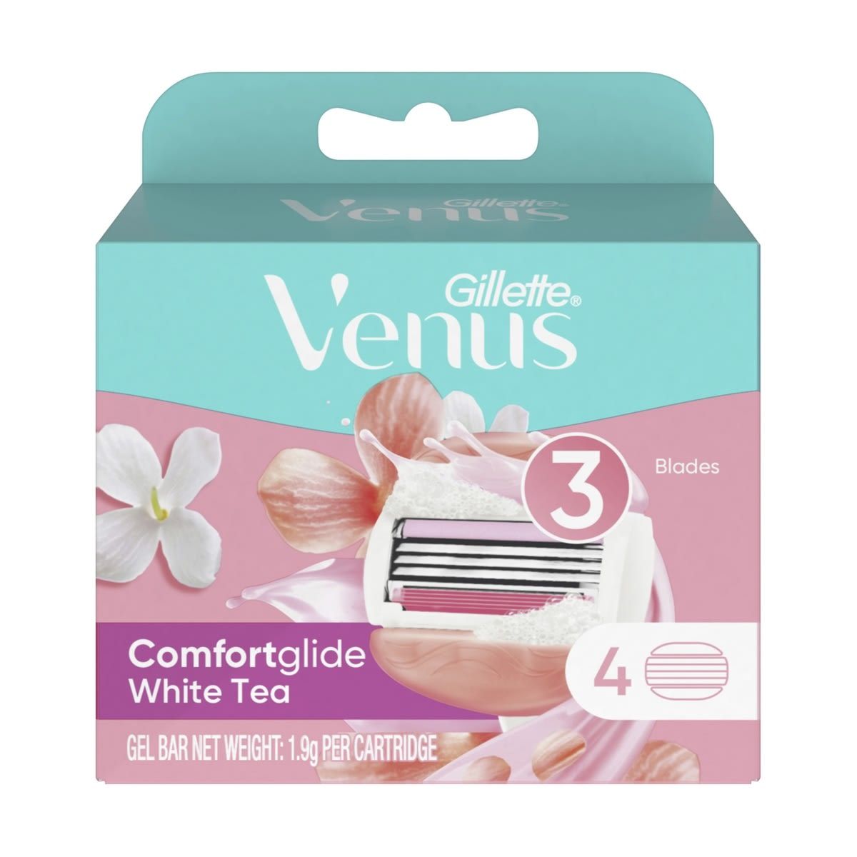 4 Pack Gillette Venus ComfortGlide Razor Blade Cartridges - White Tea