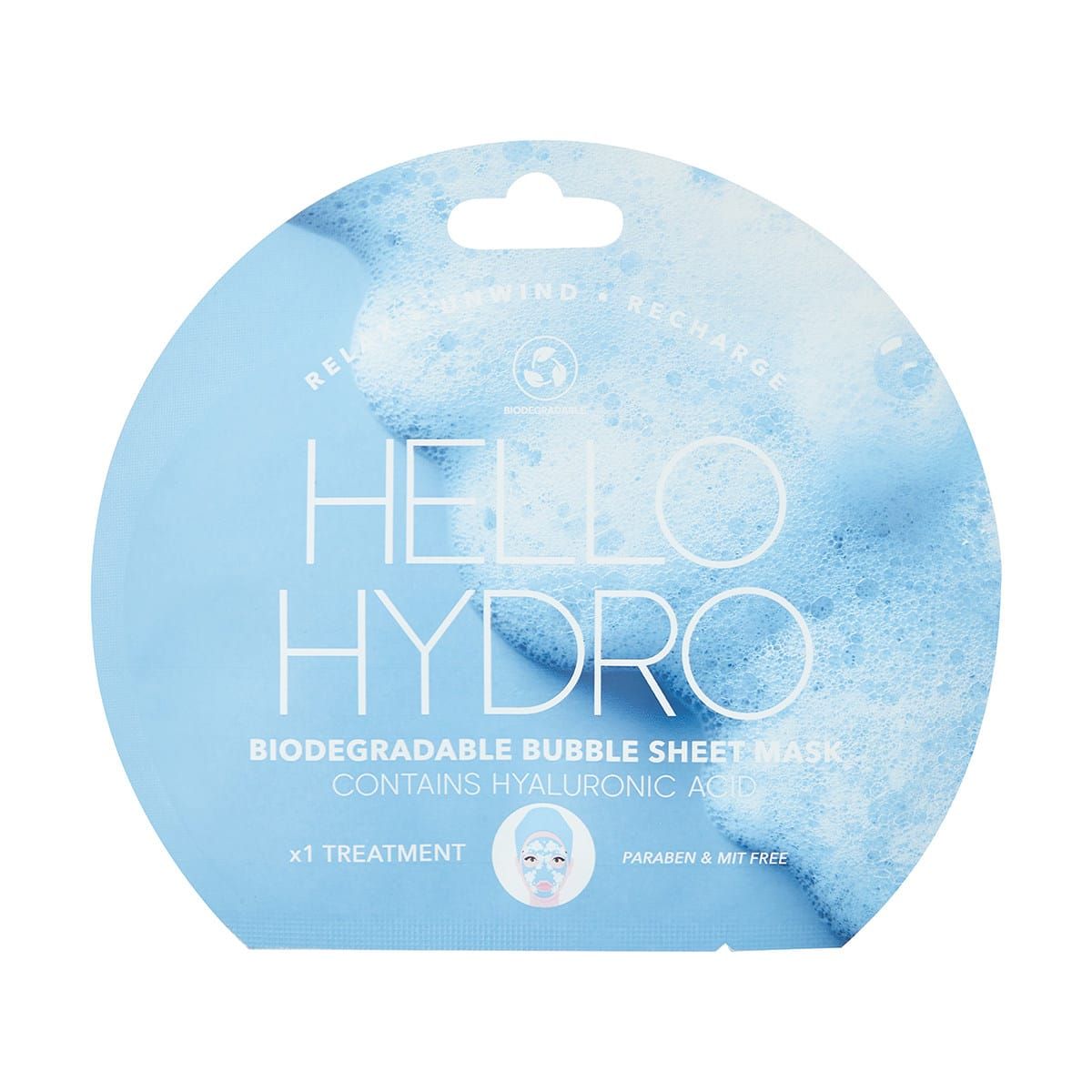 Hello Hydro Biodegradable Bubble Sheet Mask - Hyaluronic Acid