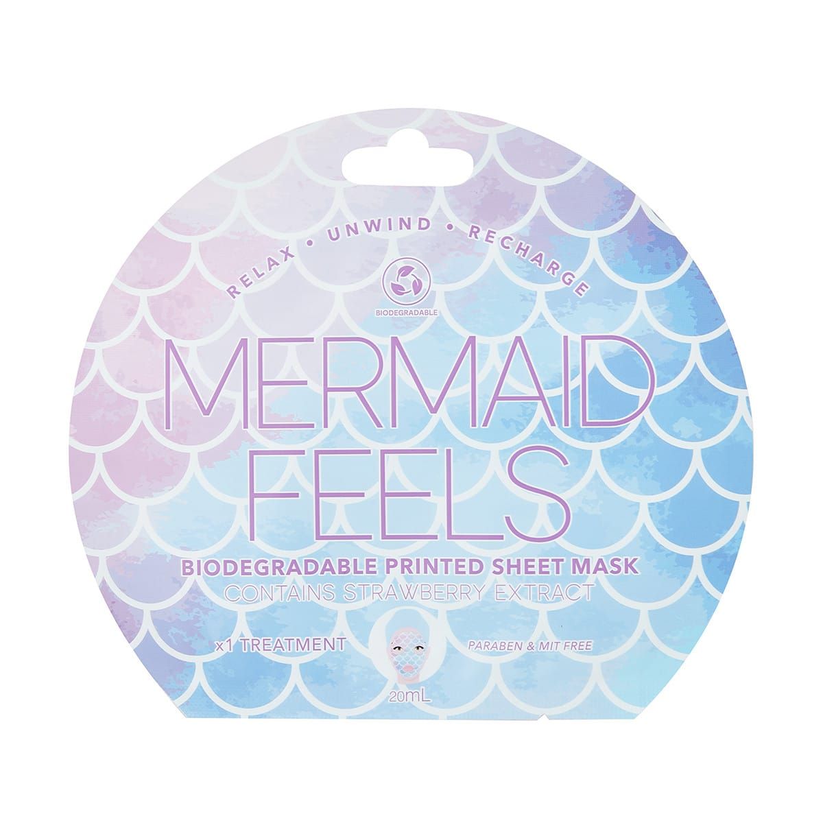 Mermaid Feels Biodegradable Printed Sheet Mask 20ml - Strawberry Extract