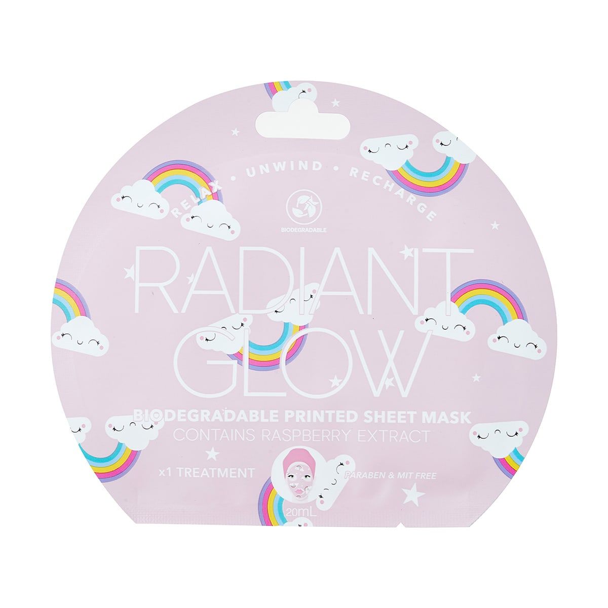 Radiant Glow Biodegradable Printed Sheet Mask 20ml - Raspberry Extract