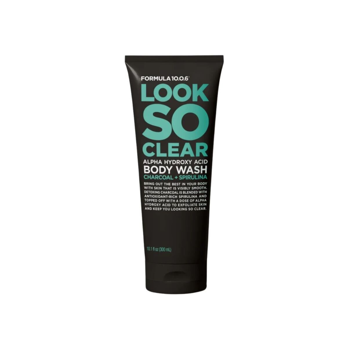 Formula 10.0.6 Look So Clear Body Wash 300ml - Alpha Hydroxy Acid, Charcoal & Spirulina