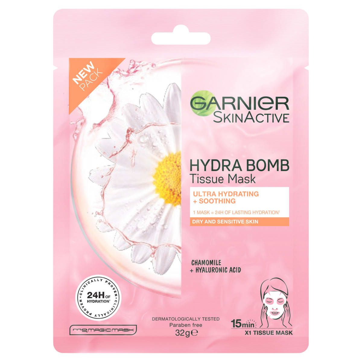 Garnier SkinActive Hydra Bomb Tissue Mask 32g - Chamomile & Hyaluronic Acid