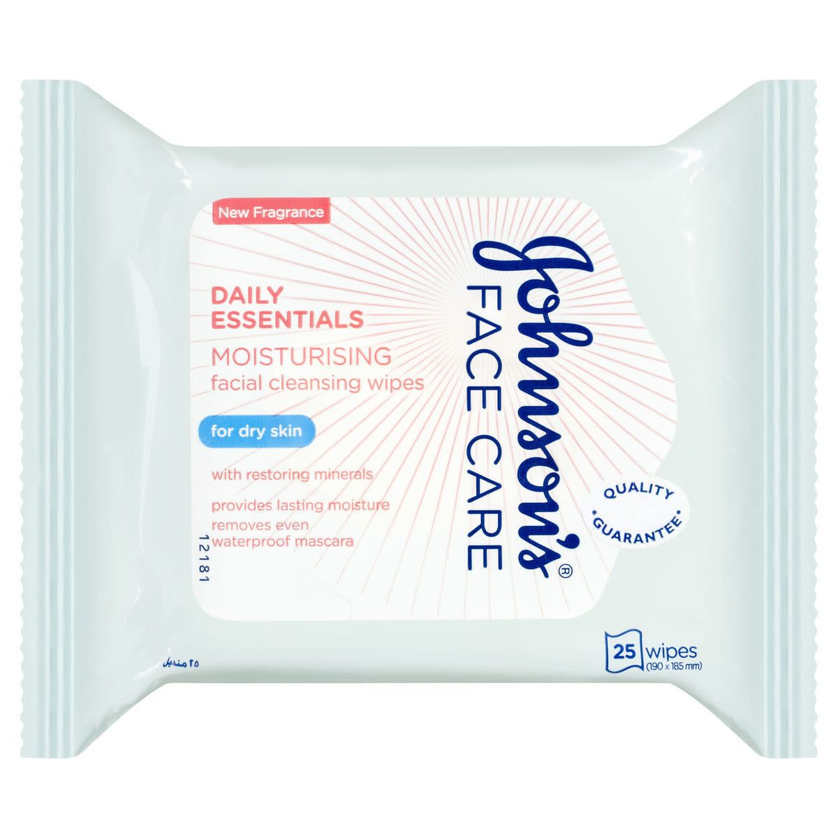Johnson's 25 Pack Face Care Daily Essentials Moisturising Facial Cleansing Wipes