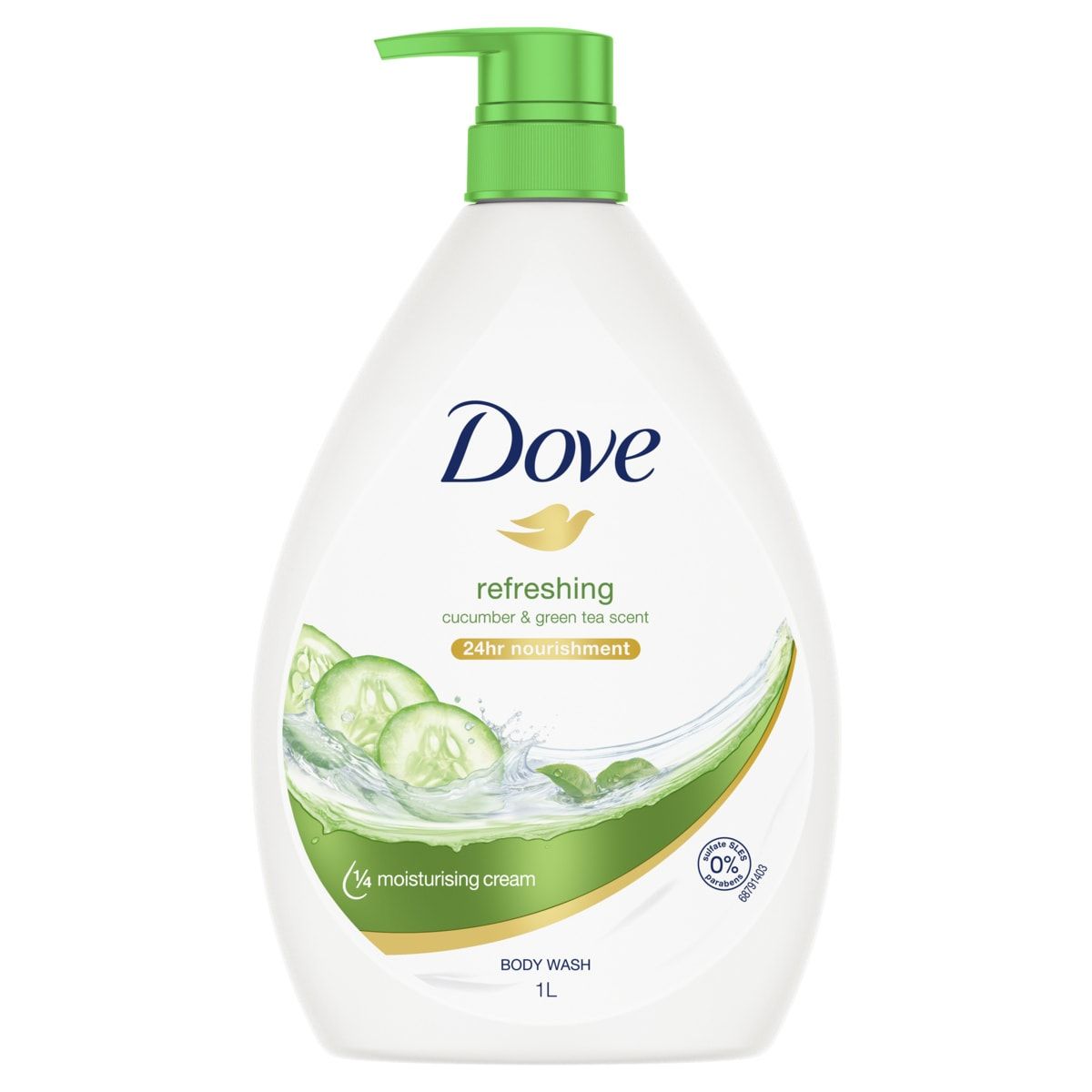 Dove Refreshing & Nourishing Body Wash 1L - Cucumber & Green Tea